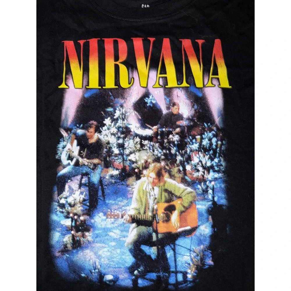 Gap Kids Nirvana MTV Unplugged Graphic T-Shirt Black Size S 6-7 New With Tags Q3